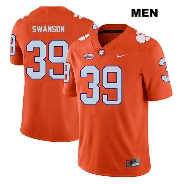 Men's Clemson Tigers #39 Aidan Swanson Stitched Orange Legend Authentic Nike NCAA College Football Jersey XRF2046MU